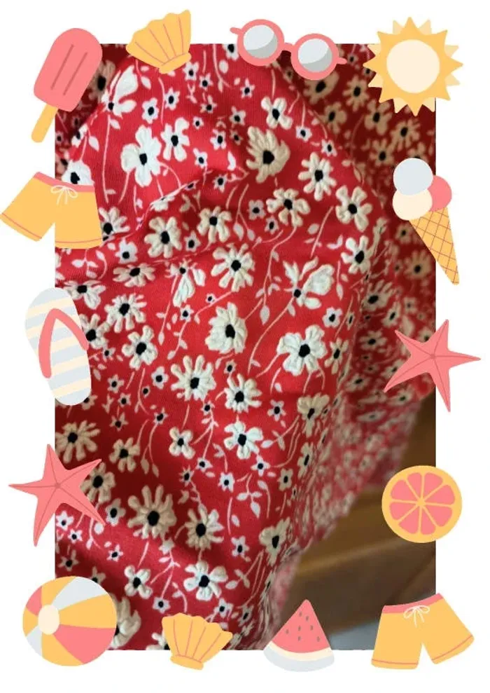 *Neuve *Jupe mi longue fluide motif fleuri rouge et blanc 38/40 - photo numéro 2