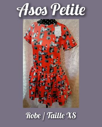 Robe courte rouge gris satiné Taille XS Asos Petite