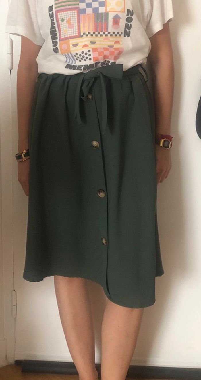 Jupe midi kaki