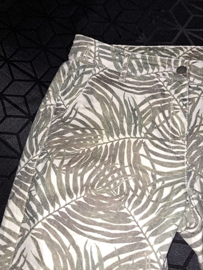 Pantalon original imprimé feuille de fougères taille haute 38 - photo numéro 7