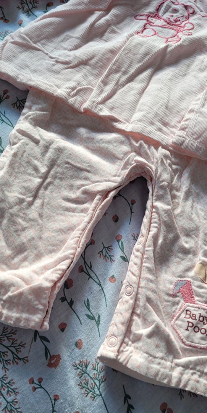 Ensemble attaché body long pantalon et veste Kimono Winnie l'Ourson brodé Disney 3-6mois Neuf - photo numéro 5