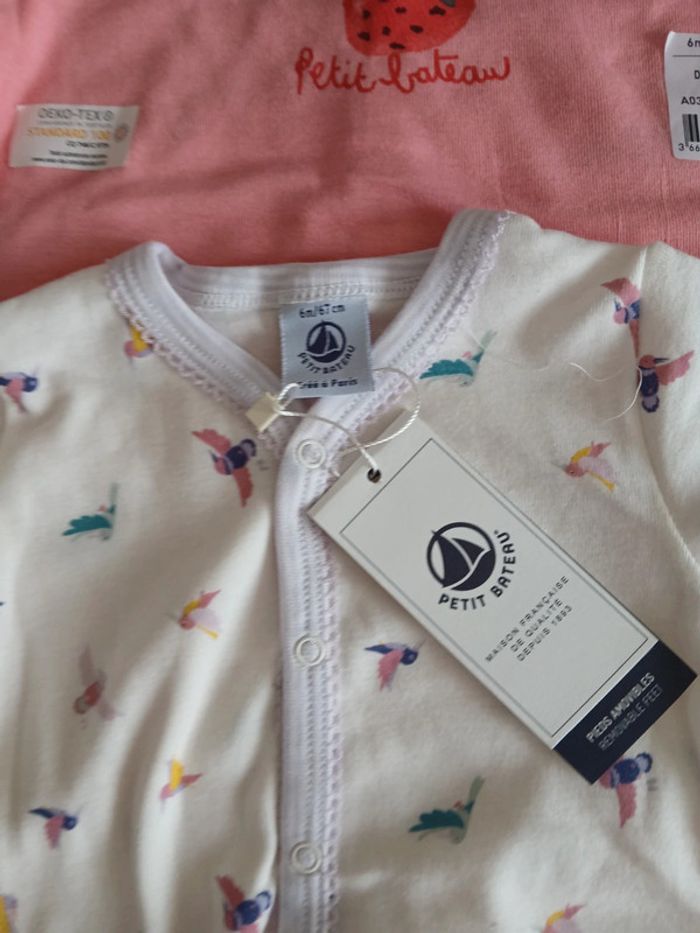 Lot de deux pyjamas fille petit bateau en coton 6 mois - photo numéro 5