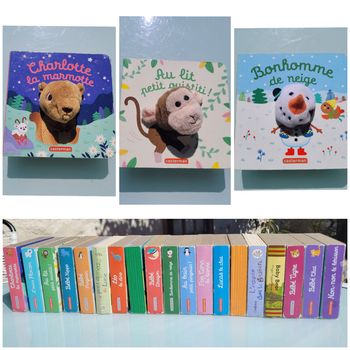 Petits livres marionnettes Casterman : Charlotte la marmotte, au lit petit ouistiti, Léo le dino...