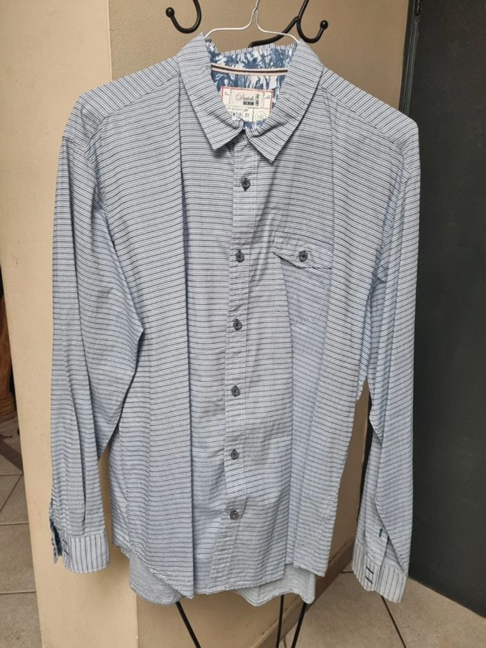Chemise lignée gris bleu