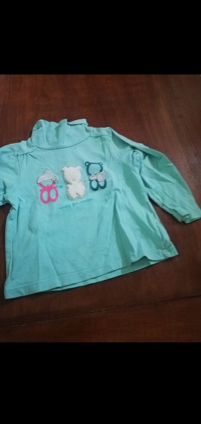 Col roulé bleu ciel obaïbi fille 18 mois