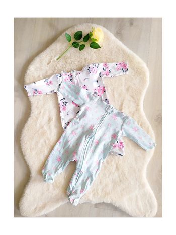 Lot de 2 pyjamas à fleurs pour bébé fille en pur coton fermeture zip