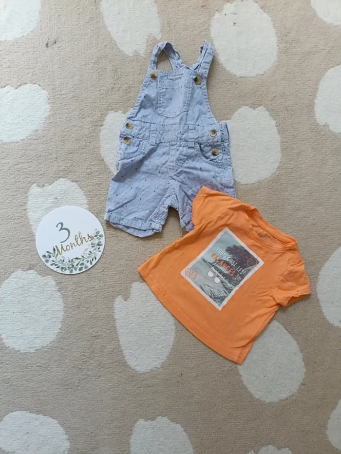 Ensemble salopette short et t-shirt 3 mois - photo numéro 3