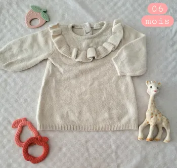 Robe hiver en laine couleur crème 06mois