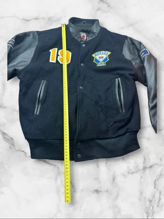 Veste Letterman Vintage Royals Canada Sportswear Noire Cuir et Laine Taille M - photo numéro 16