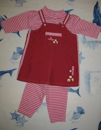 ENSEMBLE 3 PCS BÉBÉ FILLE : ROBE + PULL + CALEÇON "KIMBALOO BY LA HALLE" - 6 MOIS - n°01