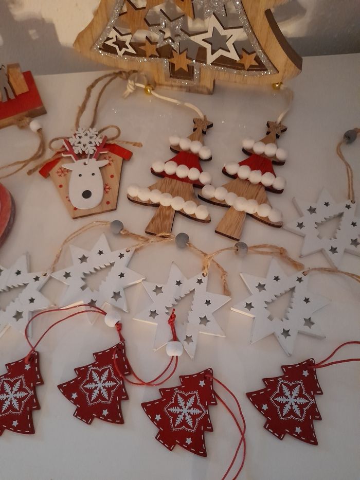 Lot de 23 pièces en bois décoration sapin de Noël - photo numéro 3