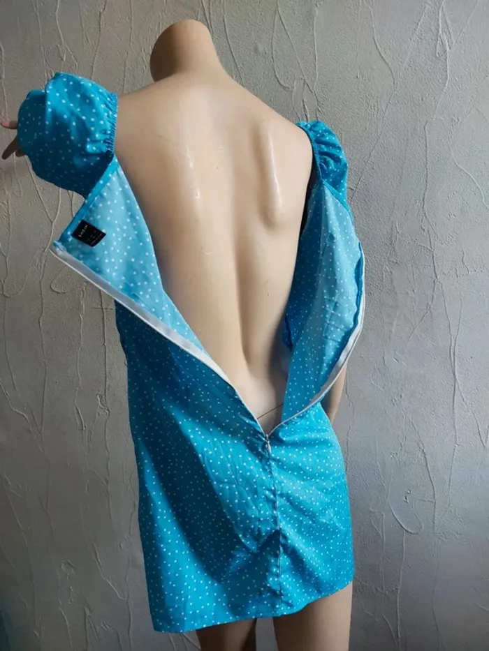 Robe courte bleue à pois Taille S - photo numéro 6