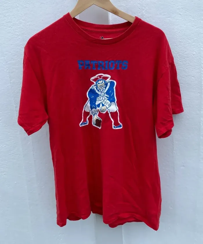 T-shirt NFL red New England Patriots vintage Majestic L