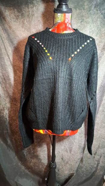 Pull maille noire ajouré gothique Eve gravel