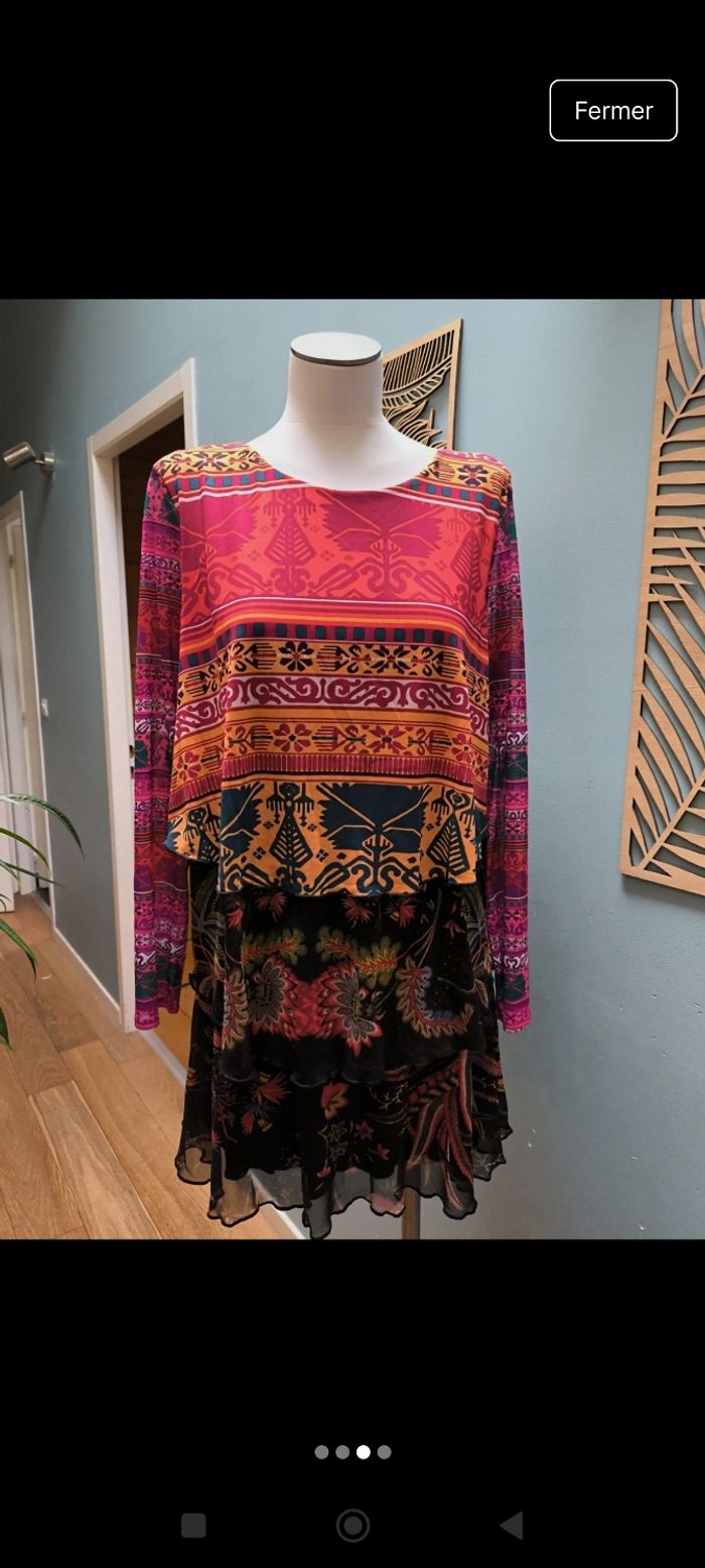 Robe à manches longues colorée de la marque Desigual. Taille 42 - photo numéro 2
