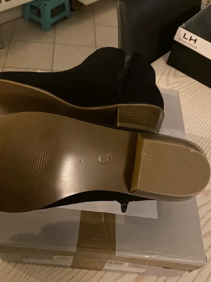 superbe bottine noir 38 fermeture zip neuve la halle - photo numéro 3