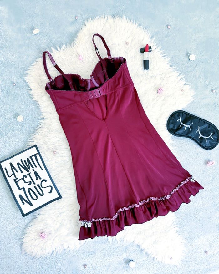 Nuisette bordeaux et blanche à volants- T.XS ou T.34 🖤 - photo numéro 4