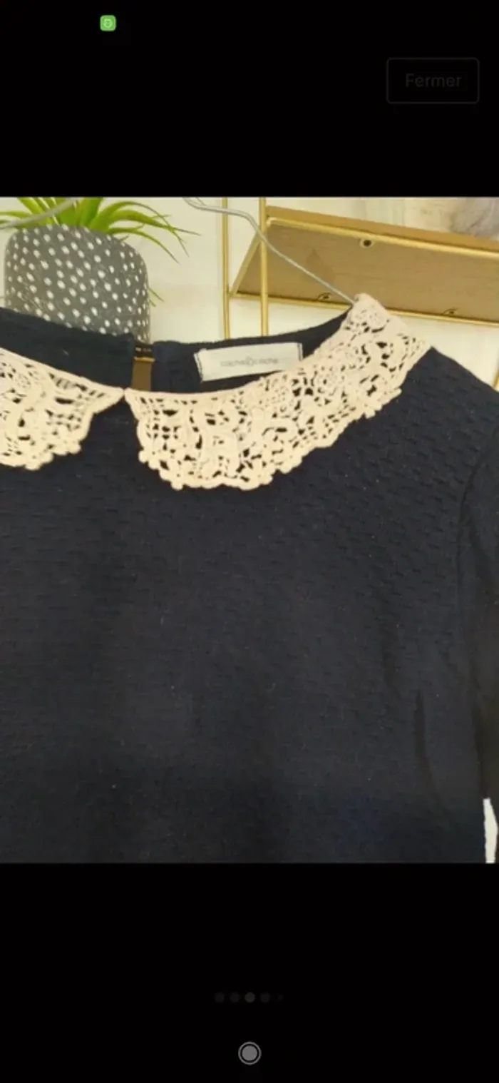 Pull bleu marine Cache cache colis dentelle - photo numéro 2
