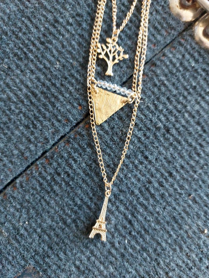 Collier Fantaisie Femme Avec Pendentif Noir Et Gris - Neuf Avec étiquettes, Métal Anti-allergie