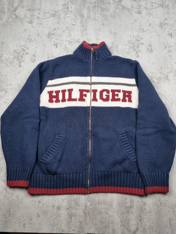 Veste zippée épaisse Tommy Hilfiger bleu marine – Taille L Homme (mesures en photos) - photo numéro 3