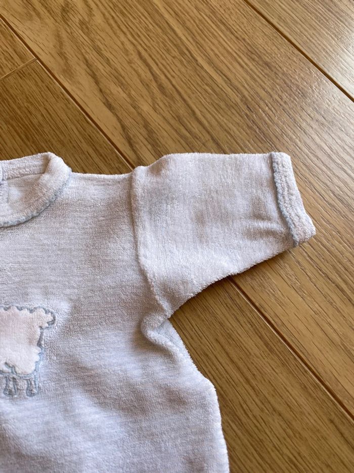 Pyjama naissance mixte chaud petit bateau bleu et blanc rayé mouton - photo numéro 5