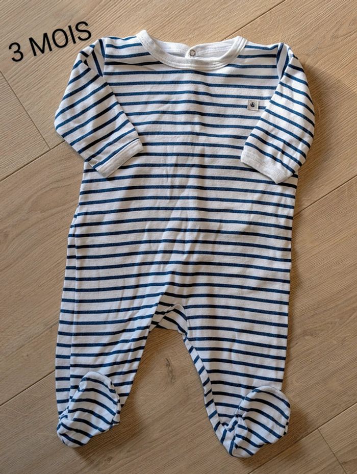 Pyjama léger à rayures Petit Bateaux - Taille : 3 mois