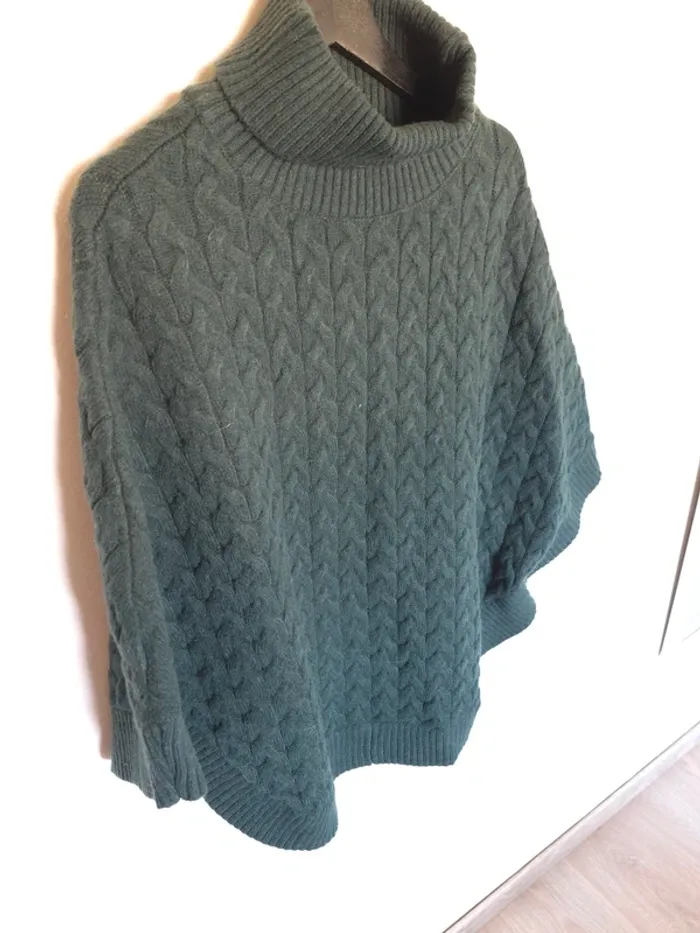 Poncho laine pull vert Monoprix - photo numéro 2