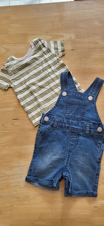 Tenue salopette t-shirt  6/9 mois