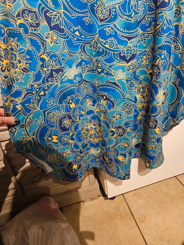 Robe longue en dessous du genou courte manche ton bleu taille M - photo numéro 4