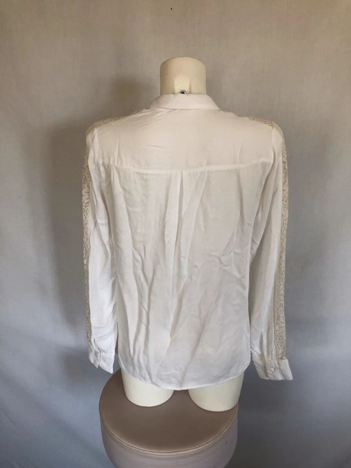 Chemise blanche manches longues dentelle Promod taille 36 38 très bon état - photo numéro 5