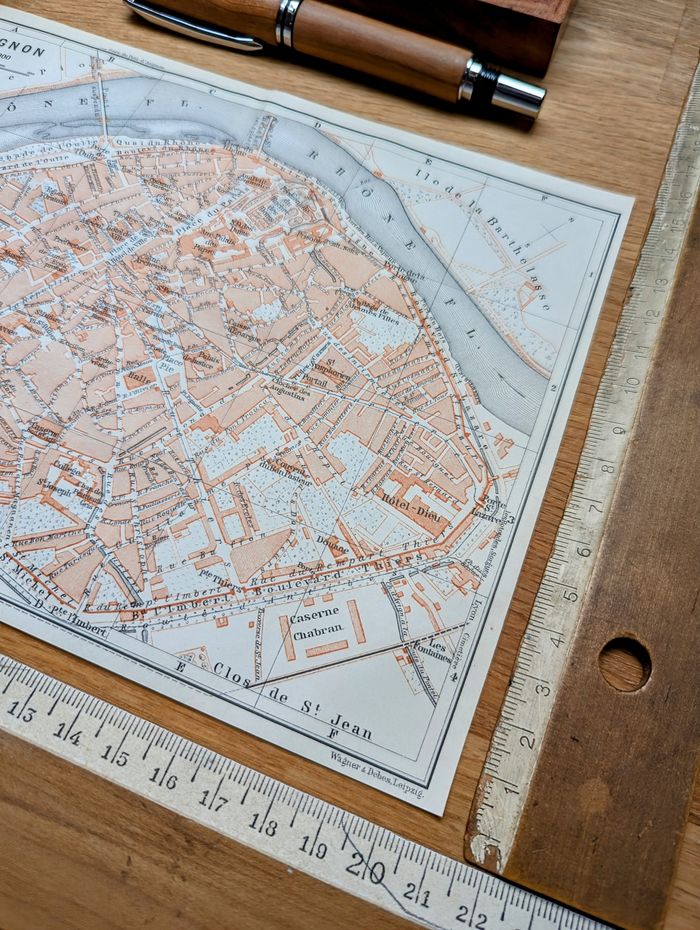 Imprimée en 1910, plan d'Avignon, Vaucluse. Original Vintage Authentique. - photo numéro 9