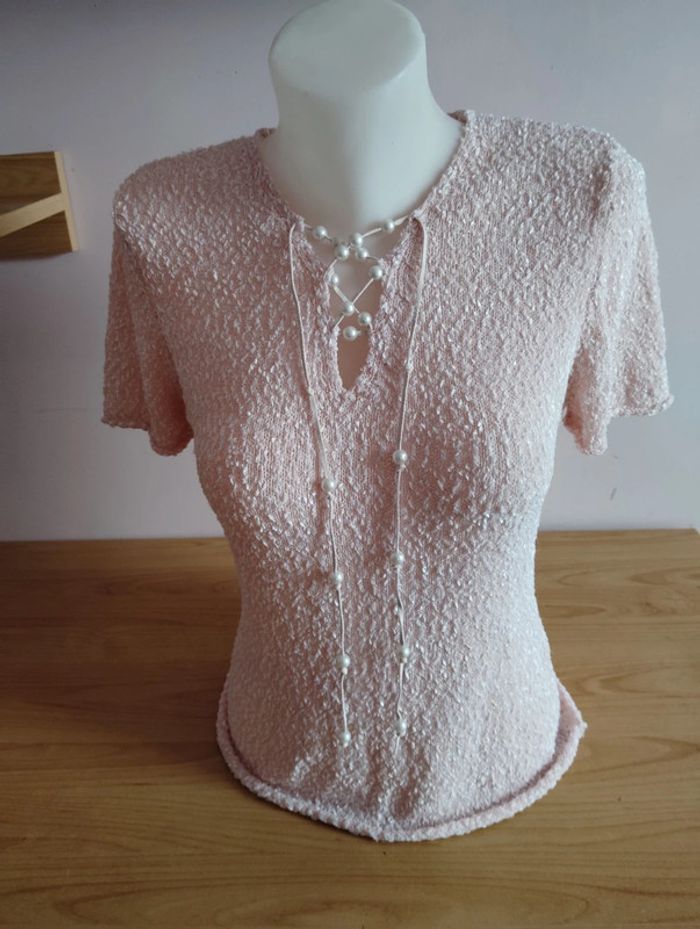 Joli polo rose chiné granité