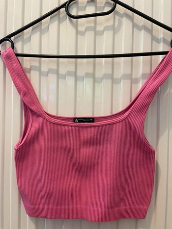Crop top côtelé rose
