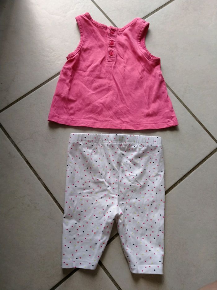 Ensemble débardeur rose et Panta court blanc à pois. bebe 6 mois - photo numéro 11