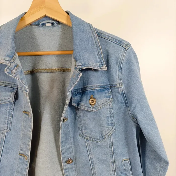 Veste en jean bleu clair style casual taille L (40) coupe droite A1081 - photo numéro 3