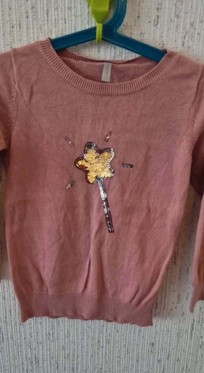 Pull léger taille 5 ans rose avec étoiles charlie & prune - photo numéro 4