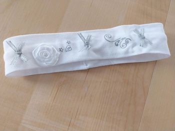 Bandeau bébé fille blanc et argenté cérémonies