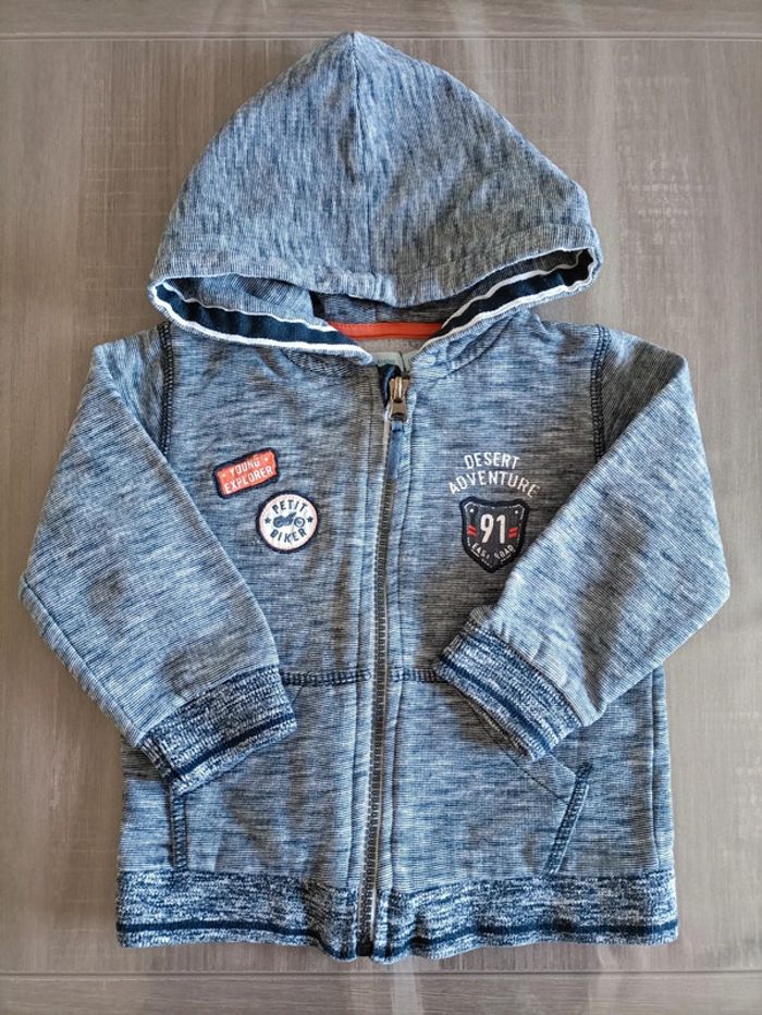 Gilet sweat zippé à capuche chiné Gémo 18 mois