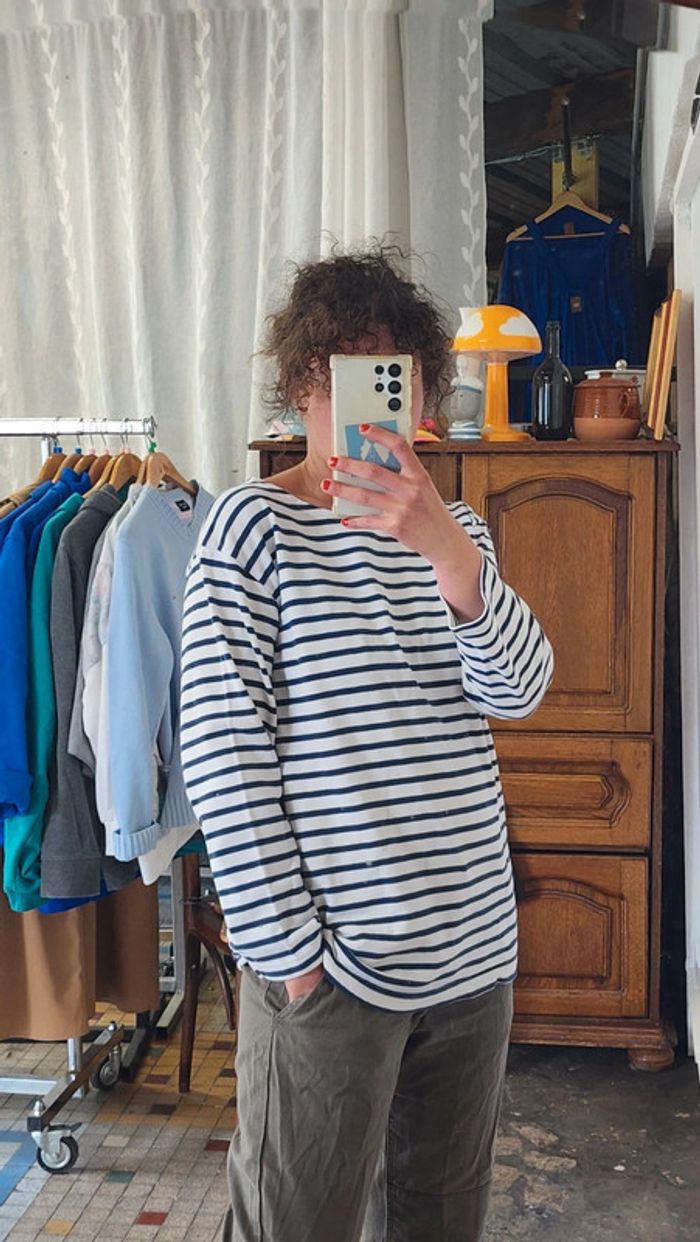 Jolie marinière en coton bleu et blanc - photo numéro 2