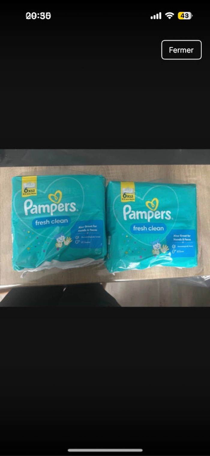 Lot 12 paquets lingettes Pampers