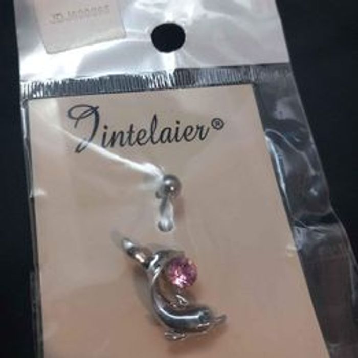 Piercing nombril avec dauphin et strass - photo numéro 2