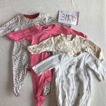 Lot 4 pyjamas fins fille 3 mois