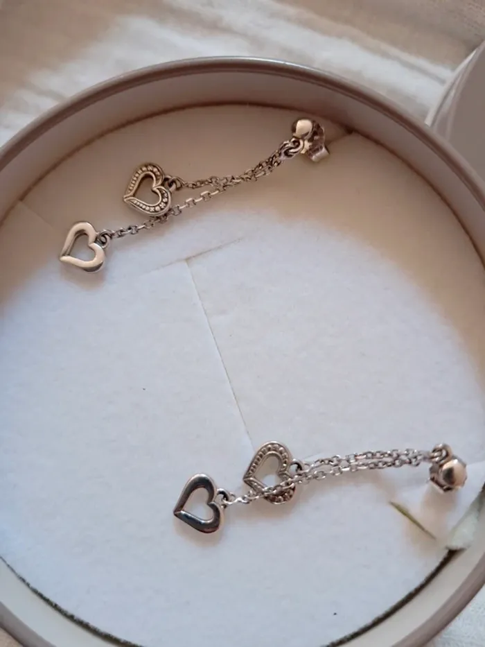 Boucles d'oreilles pendantes coeur argent 925 - photo numéro 2