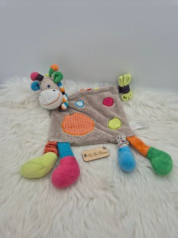 Doudou plat Girafe Vache gris à pois écharpe SIMBA TOYS Kiabi