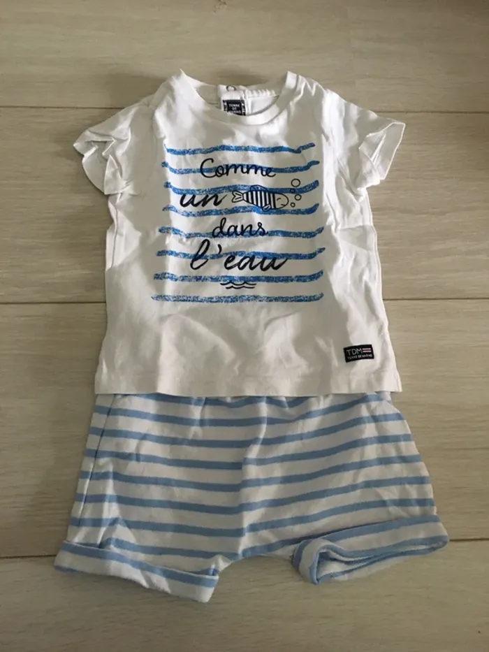 Ensemble short t-shirt 9 mois terre de marin - photo numéro 3