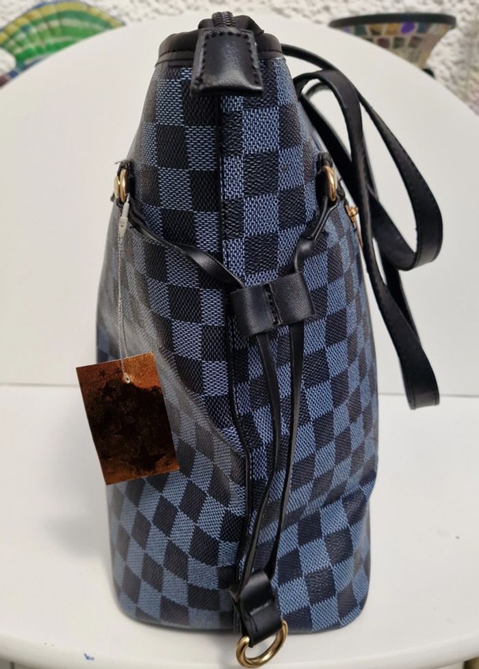 Sac Cabas A Carreaux Noirs Gris Cuir Synthétique - photo numéro 15