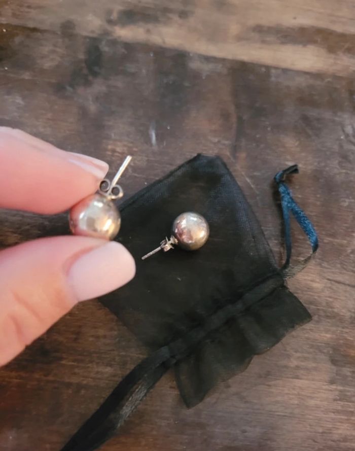 Boucles d oreilles boule en argent - photo numéro 2