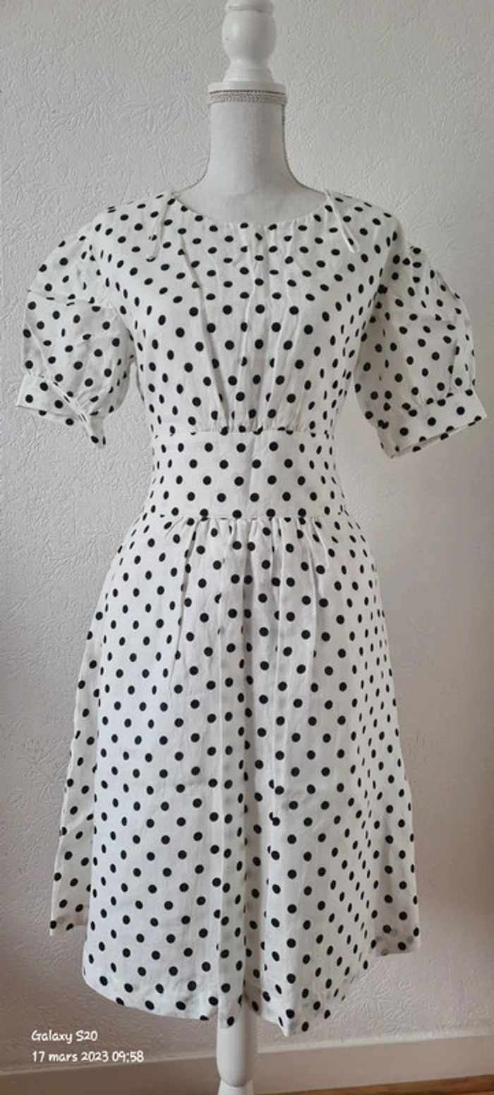 Robe midi à pois, 100% lin, kookai, taille 36