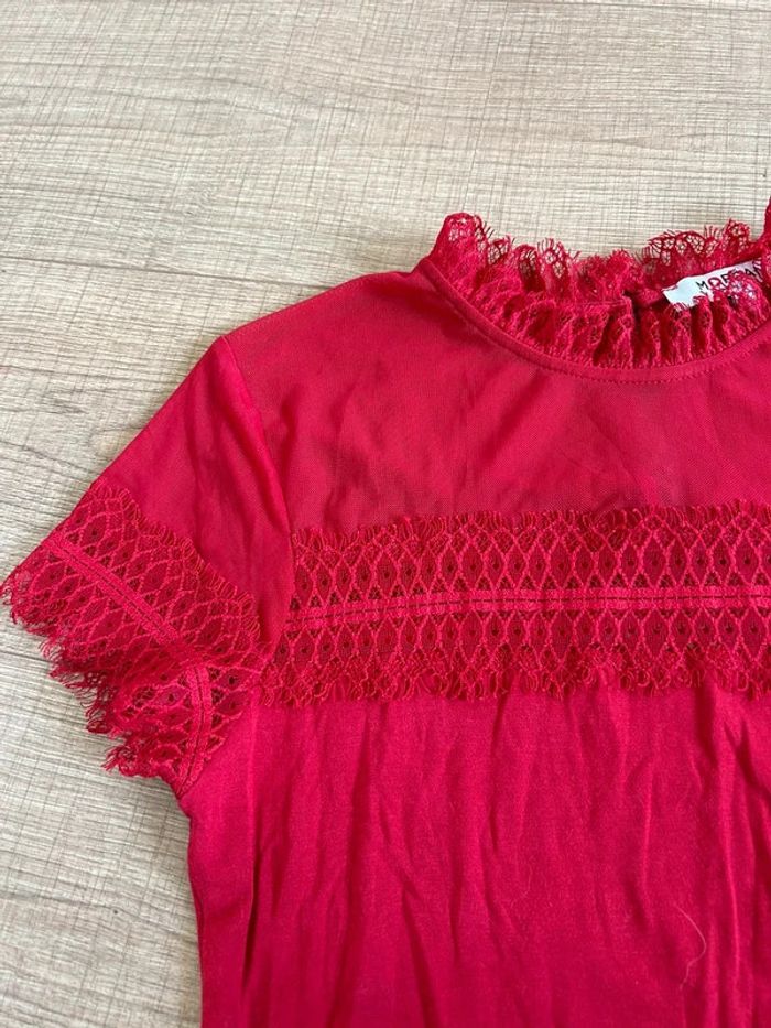 Top rouge à manches courtes avec dentelle Morgan taille M TBE (taille petit) - photo numéro 13