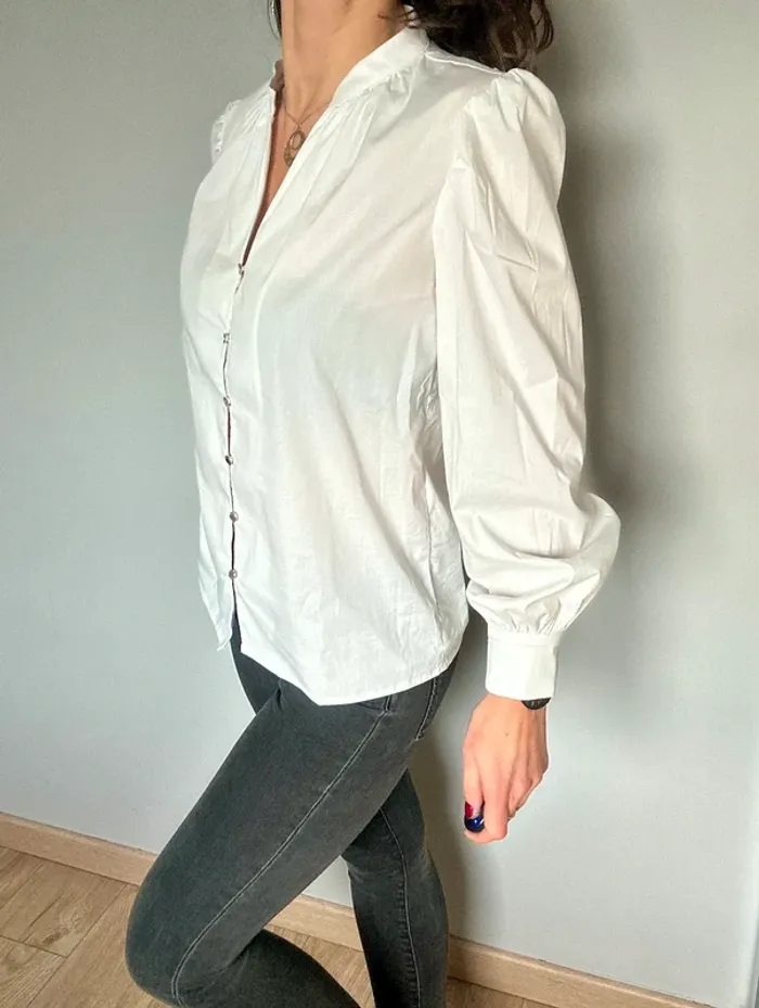 Chemisier fluide Morgan – Blanc, boutons dorés taille 36 - photo numéro 2